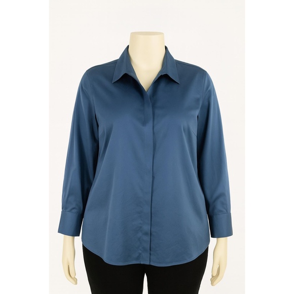 Chico's Tops - CHICO'S Womens Size 16 Chicos Shirt Size 2 Blue Button Up No-Iron Two Pockets
